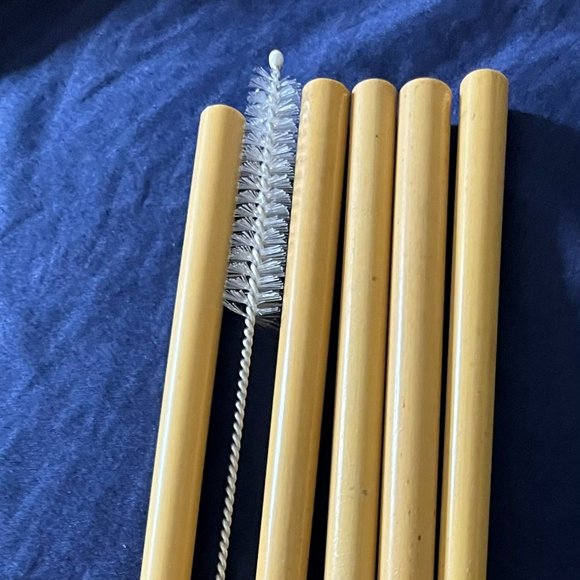 5Pcs/Set Natural Bamboo Straws  Drinking Straws Reusable with brush - NWT - Picture 2 of 3